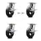 Service Caster 8 Inch Rubber on Steel Caster Set with Roller Bearing 4 Brake and 2 Swivel Lock SCC-35S820-RSR-SLB-BSL-2-SLB-2 - alternate 1